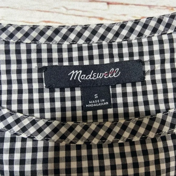 Madewell Tie Back Cotton Gingham Dress Sz S - Picture 5 of 16